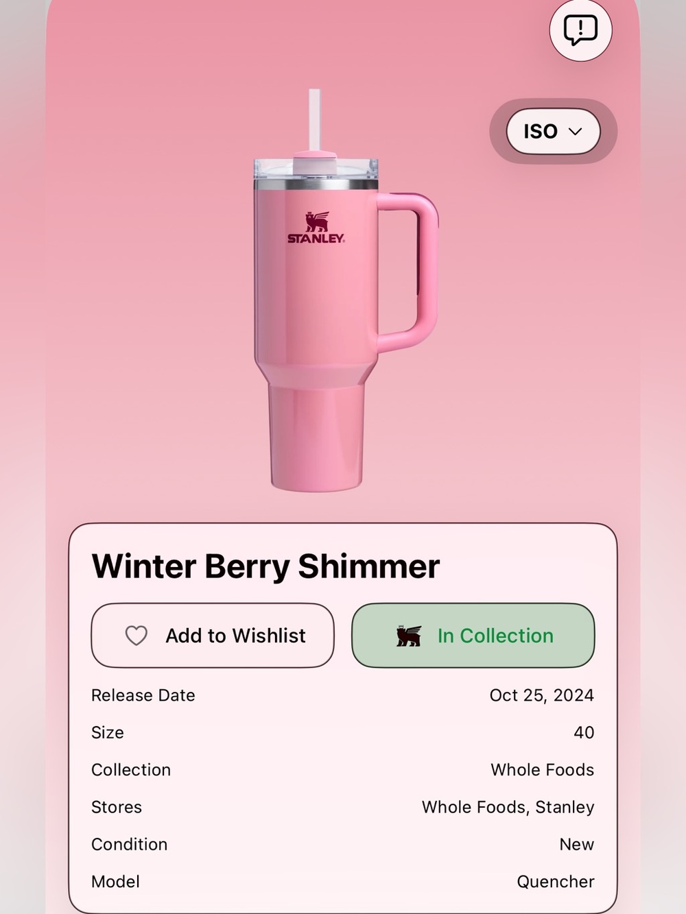 Stanley 40 ounce Winter Berry shimmer - Picture 7 of 7